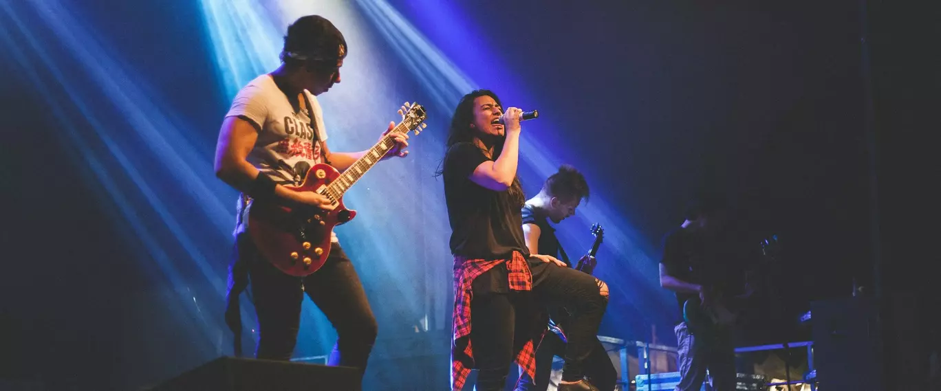 Music band performing on stage